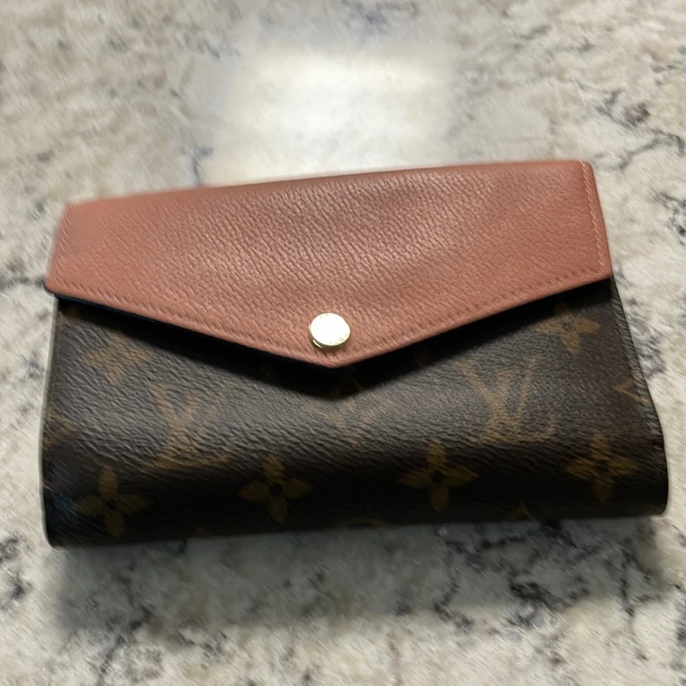 Louis Vuitton Brown Monogram Canvas and Rose Brown Leather Wallet